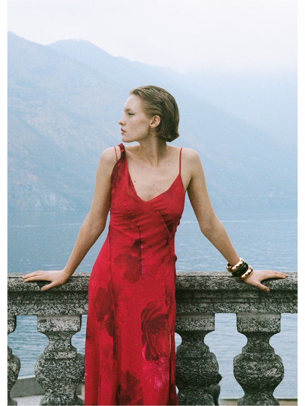 Mango Red Floral Asymmetrical Slip Maxi Dress
